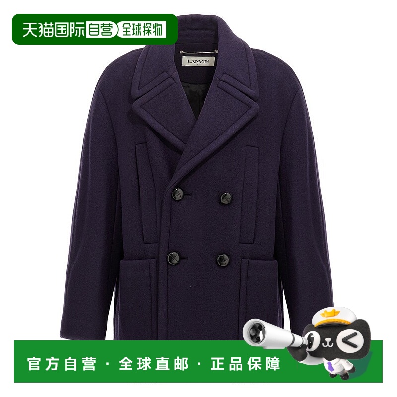 1h可退 香港直邮Lanvin 朗雯 男士 双排扣大衣 RMOU00235958A24