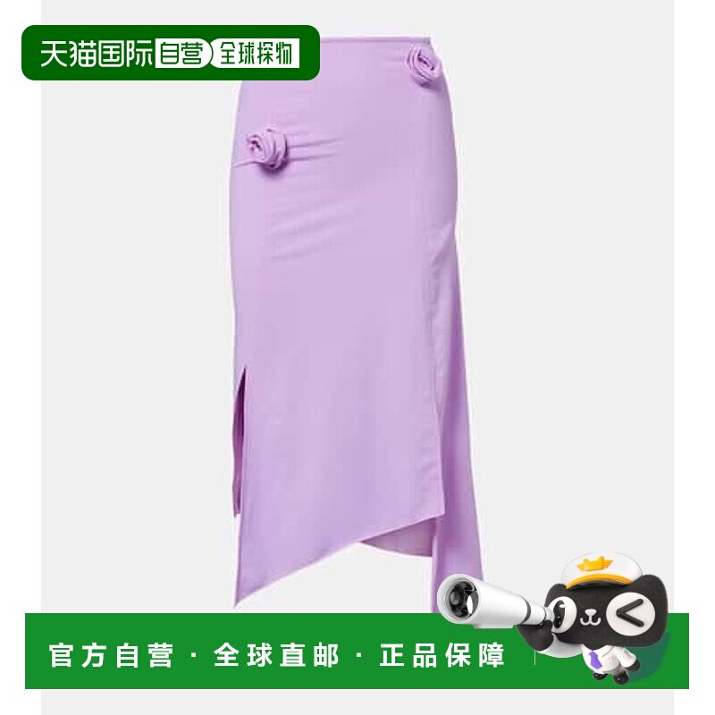 1h可退 香港直邮Coperni 女士 花朵装饰针织中长半身裙 purple紫