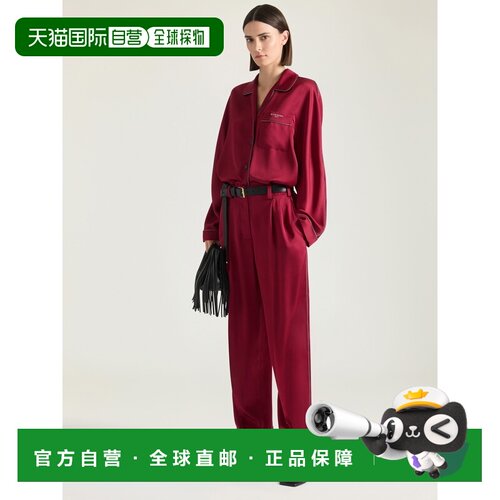 自营欧洲直邮Givenchy纪梵希 女士樱桃红色丝绸睡衣衬衫
