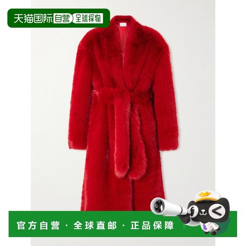 香港直邮The Frankie Shop 女士 Destini 束带带里衬长毛绒大衣 C