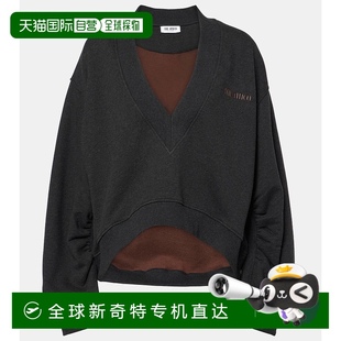 香港直邮The 女士 1h可退 Attico 舒 徽标棉质抓绒卫衣 black黑色