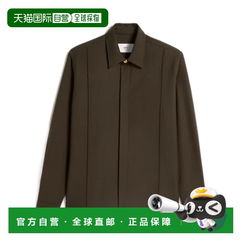 香港直邮Ami Paris 褶裥长袖衬衫 USH012WV0026.
