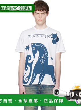 香港直邮Lanvin 朗雯 男士 白色马年系列印花 T恤 RMTS0016J314P2