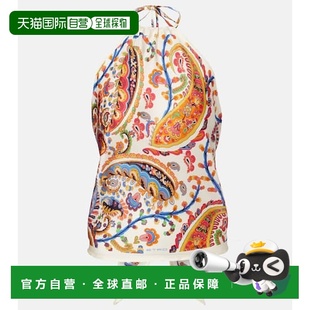 香港直邮Etro blue蓝色 艾特罗 印花真丝背心上衣 舒 女士 1h可退