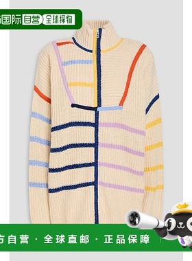 香港直邮Staud 女士 Hampton 条纹棉混纺毛衣 012453ACEC