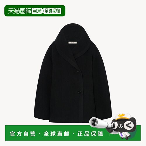 自营欧洲直邮THE ROW Temur 女士黑色羊毛外套