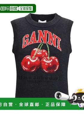 1h可退 香港直邮GANNI 甘尼 女士 cherries 羊毛印花背心 A107026
