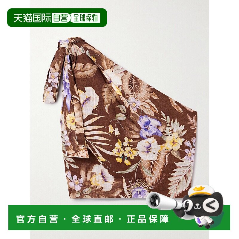 香港直邮ZIMMERMANN 女士 Coco 单肩短款印花棉纱上衣 3778TSS254