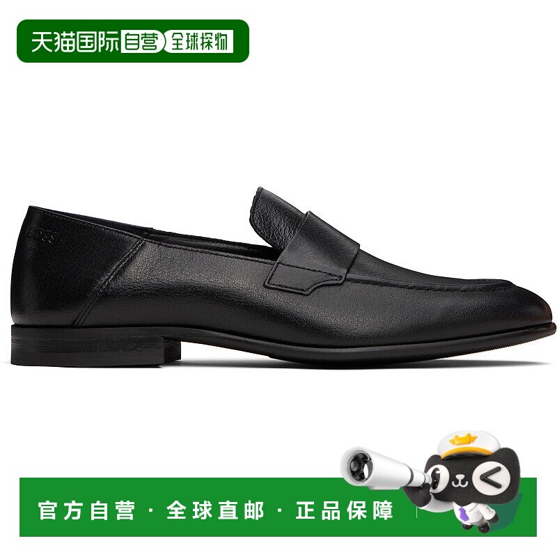 1h可退 香港直邮BOSS 波士 男士 黑色 Tumbled Leather Penny 乐