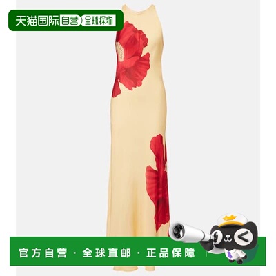 香港直邮FARM RIO 女士 深红花花瓣图案长款连衣裙
