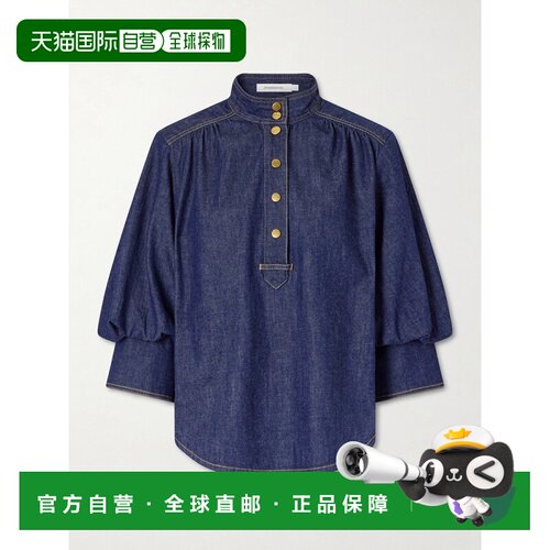 美国直邮ZIMMERMANN 女士 褶皱Logo轧花牛仔布衬衫 0518TF26R