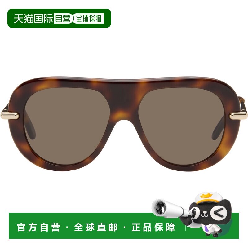 香港直邮LOEWE 罗意威 女士 棕色 Slim 飞行员太阳镜 LW40186I525