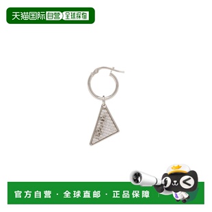 自营欧洲直邮Prada普拉达 银色925银三角标识耳环耳钉配饰 男士