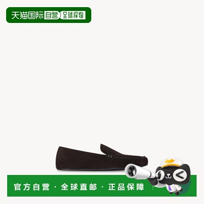 自营欧洲直邮THE ROW Leo女士棕色绒面革便鞋乐福鞋一脚蹬