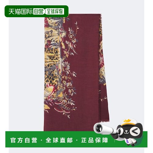 香港直邮Etro 艾特罗 女士 印花莫代尔羊绒围巾 red红色 舒适时尚