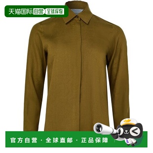 自营欧洲直邮MAXMARA麦丝玛拉 Abisso女士橄榄绿亚麻衬衫领收紧袖