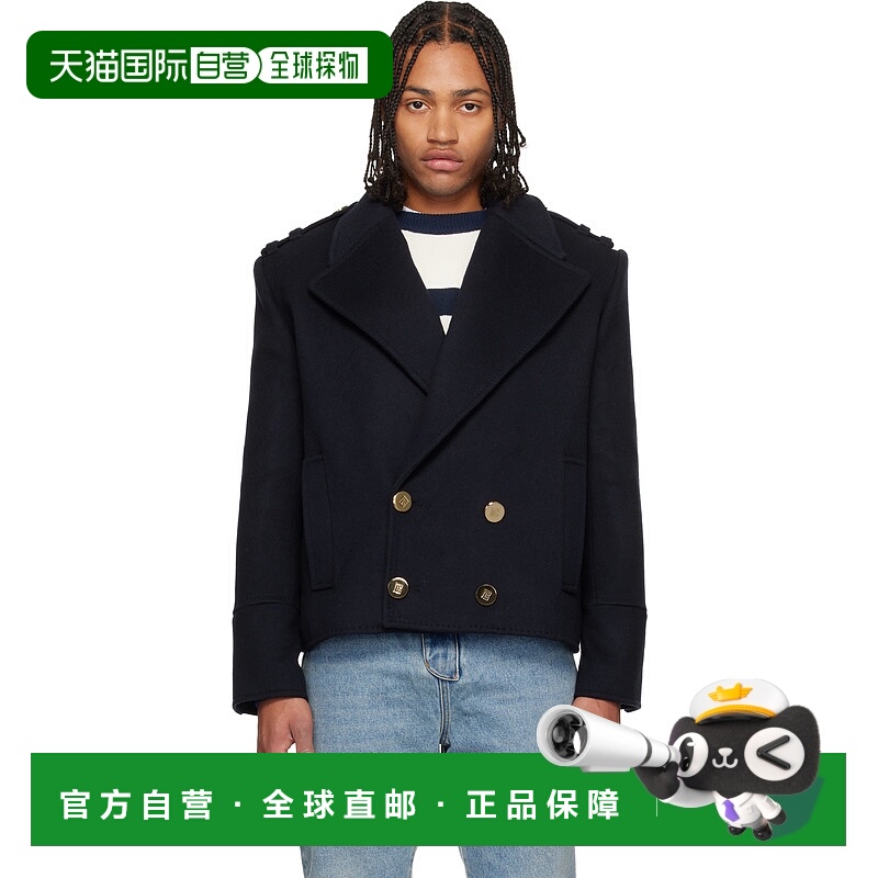 香港直邮Balmain 巴尔曼 男士 海军蓝 Cropped Wool Reefer 夹克
