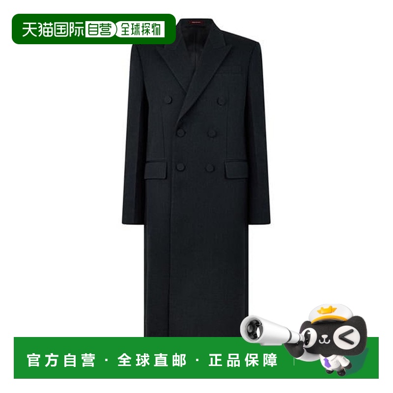 1h可退 香港直邮Gucci 古驰 男士 双排扣羊毛大衣 grey灰色 舒适
