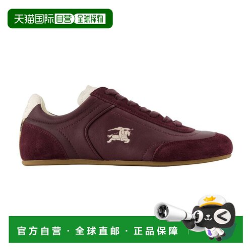 1h可退 香港直邮Burberry 巴宝莉 女士 LF KNIGHT L 皮质酒红色运