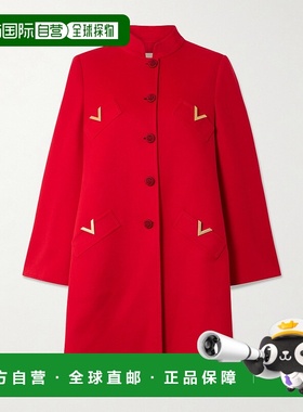 香港直邮valentino 华伦天奴 女士 红色羊毛混纺大衣 7B3CA7T06JA