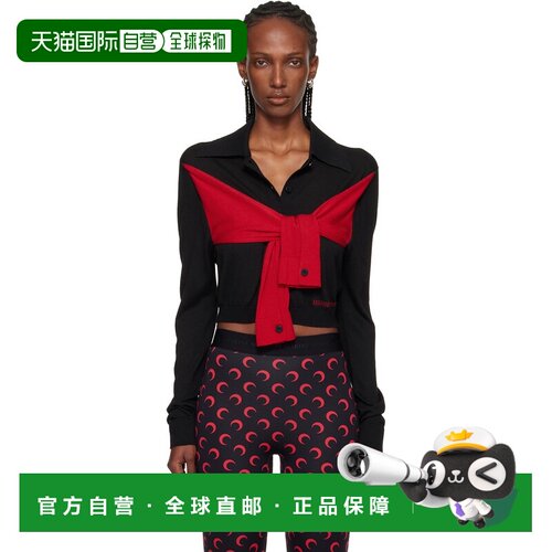 香港直邮Marine Serre 女士 黑色 Hybrid Knit Wrapped 开衫 WTK0