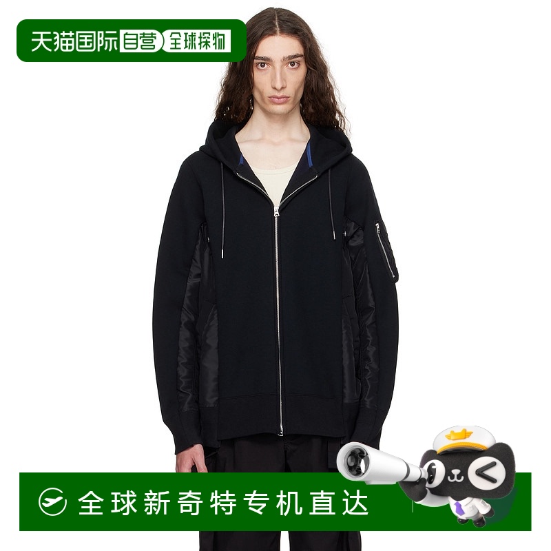 1h可退 香港直邮Sacai 男士 黑色 Sponge Sweat & Nylon Twill 连
