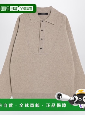 香港直邮Jacquemus 男士 浅褐色羊毛羊绒Polo毛衣 25HSWM00609AK0
