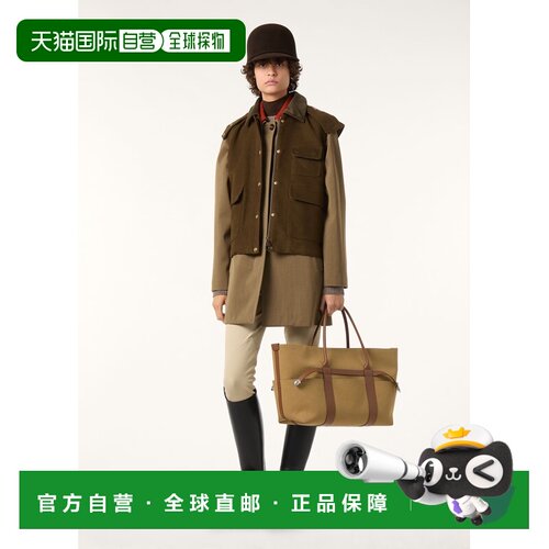 自营欧洲直邮Loro Piana 女士棕绿色初剪羊毛大衣