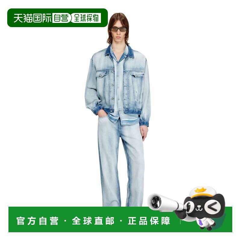 自营欧洲直邮Diesel迪赛 男女同款浅蓝色牛仔骷髅图案轻型卡车司