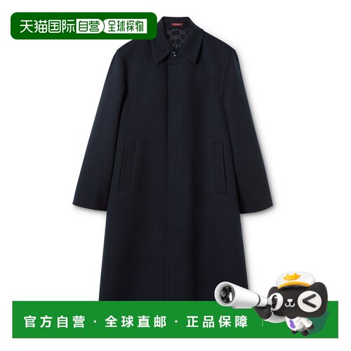 自营欧洲直邮GUCCI古驰 女士蓝色羊毛双面大衣