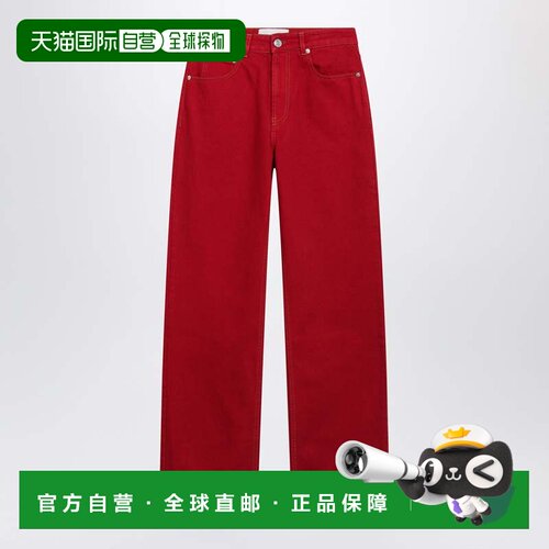 香港直邮Ami Paris 女士 红宝石色棉质斜纹布牛仔裤 FTR450DE0132