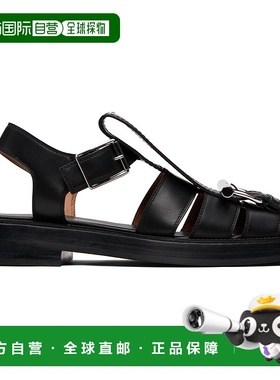 香港直邮mcqueen 亚历山大 麦昆 男士 黑色 T-Bar Caged 凉鞋 834