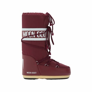 自营欧洲直邮Moon Icon Nylon男女同款 酒红色尼龙雪地靴 Boot