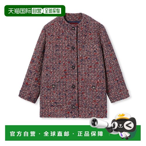 自营欧洲直邮GUCCI古驰 女士蓝色/红色羊毛 boucle 夹克外套
