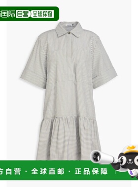 1h可退 香港直邮Simkhai 女士 条纹棉质府绸迷你衬衫式连衣裙 424