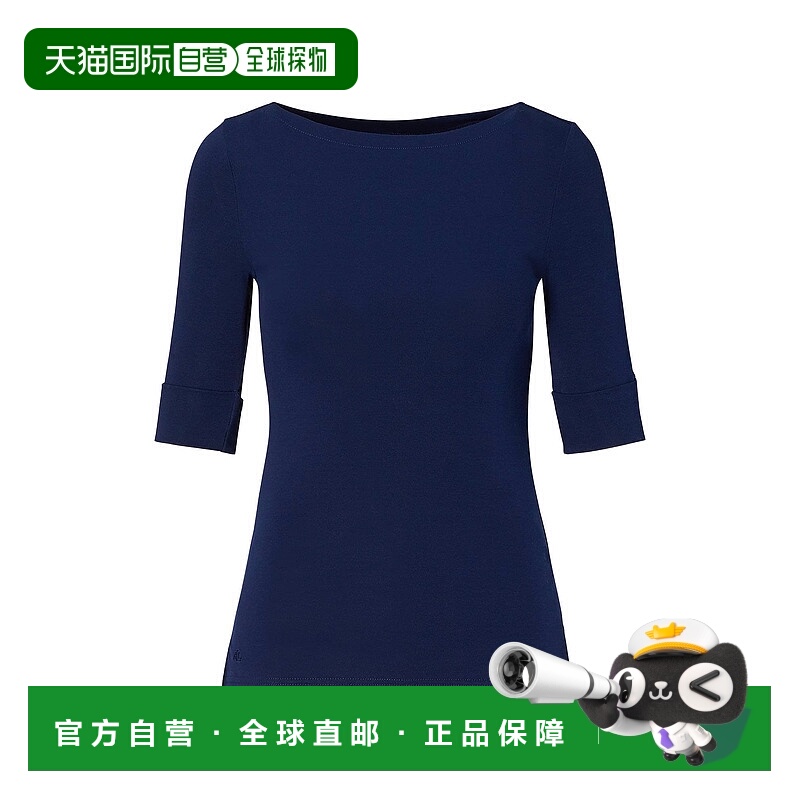 香港直邮Lauren Ralph Lauren 女士 基础款T恤 blue蓝色 舒适时尚