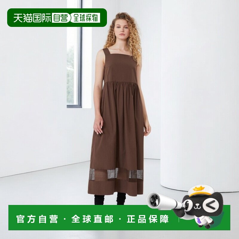 自营欧洲直邮Weekend Max Mara女士巧克力色棉质无袖连衣裙