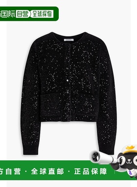 1h可退 香港直邮Sandro 女士 珠片精饰天鹅绒针织开衫 SFPCA01107