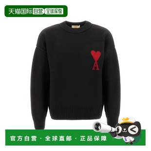香港直邮Ami Paris 男士 黑色初剪羊毛宽松款毛衣 UKS838018009