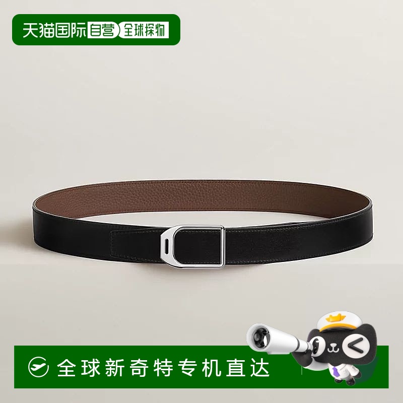 1h可退 欧洲直邮Hermes/爱马仕 女士深棕色小牛皮腰带32mm