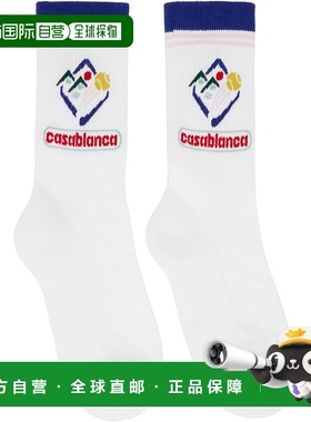 1h可退 香港直邮Casablanca 男士 白色 Fuji Icon 中筒袜 APF25AC