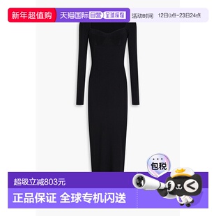 1h可退 香港直邮Staud 女士 罗纹针织长款连衣裙 45420041BLACK