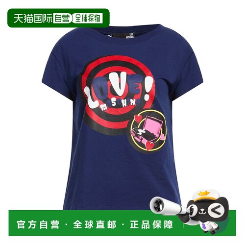 1h可退 香港直邮moschino 爱莫斯奇诺 女士 T恤 blue蓝色 舒适时