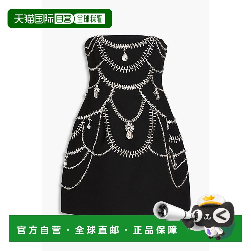 1h可退 香港直邮Simkhai 女士 Arta 无肩带水晶装饰绉纱迷你连衣