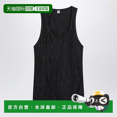 香港直邮toteme 女士 黑色褶皱棉质背心上衣 262WRT0712FB0609