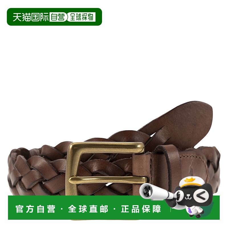 香港直邮Polo Ralph Lauren Polo 拉夫 劳伦 男士 编织小牛皮皮带