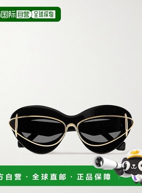 香港直邮LOEWE 罗意威 女士 Double-frame 猫眼镀金醋纤太阳眼镜