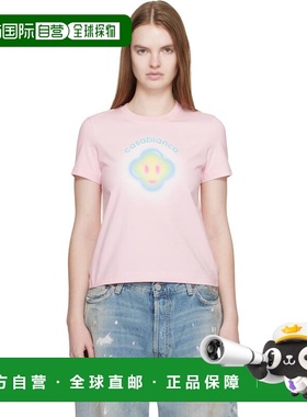 1h可退 香港直邮Casablanca 女士 粉色 Airbrush Smiley Fitted T