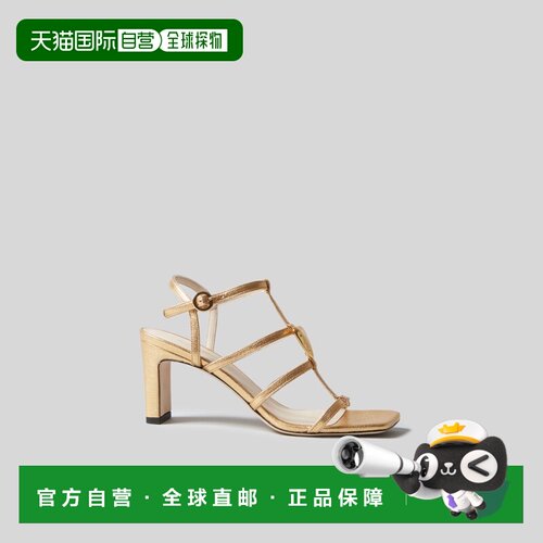自营欧洲直邮Claudie Pierlot 女士金色皮革心形珠宝高跟凉鞋单鞋