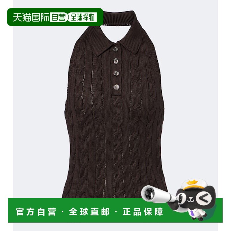 香港直邮ralph lauren 拉尔夫劳伦 女士 粗线针织真丝挂脖上衣 - 实物图